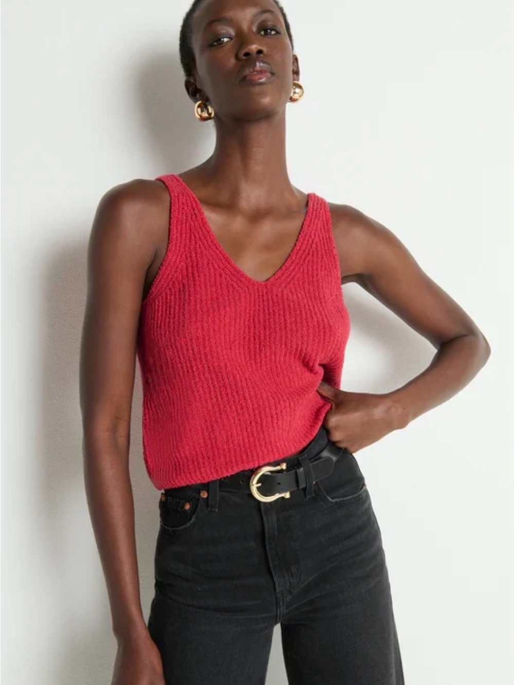 NWT Anthropologie Nation LTD V-Neck Ribbed Tank in Red, medium